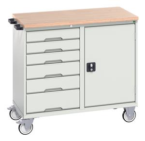 Bott Verso Mobile  Drawer Cupboard  Tool Trolleys and Tool Butlers Verso Roller Butler 1 Door 6 Drawer Multiplex Top